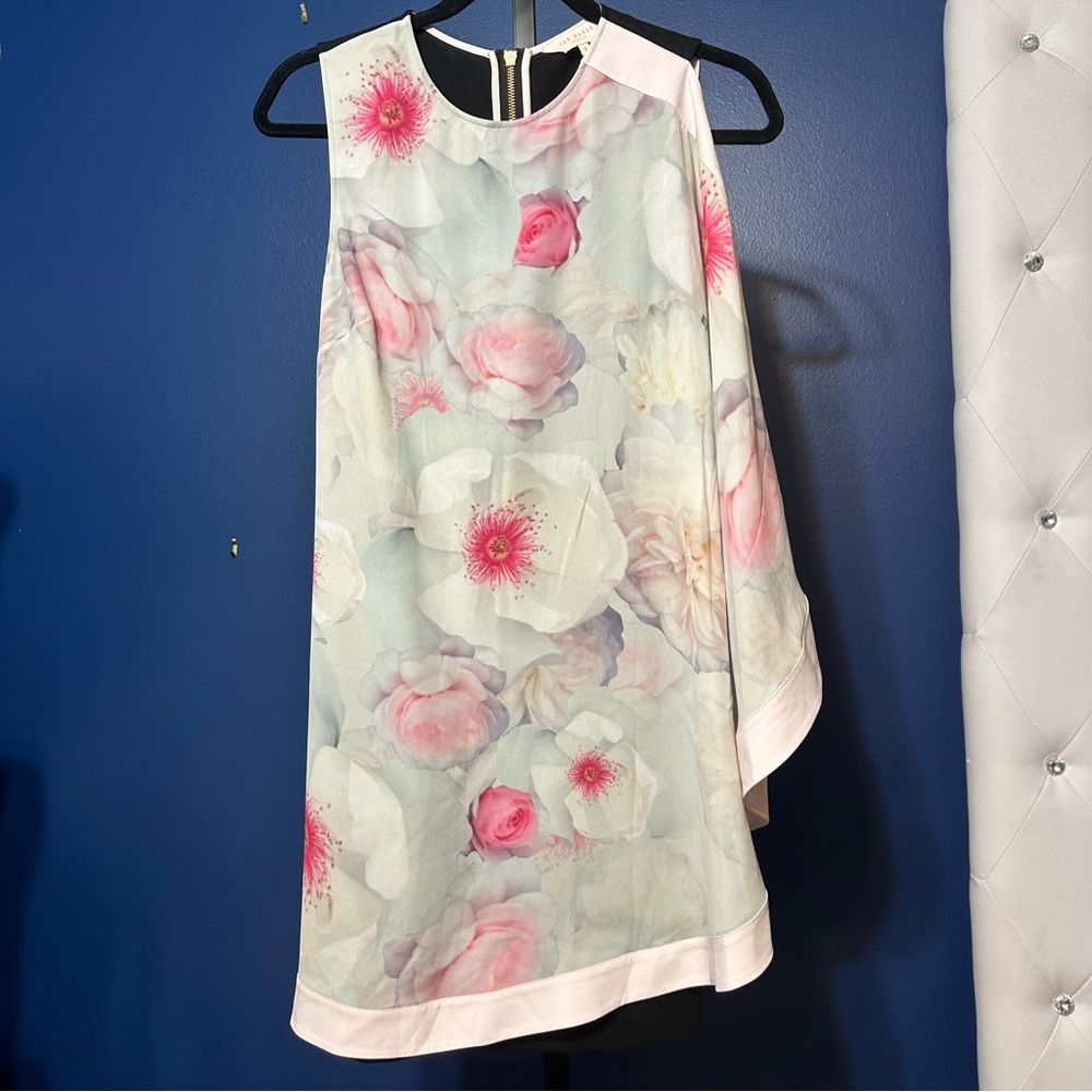 Ted Baker London Asymmetrical Dress in Pink and White Floral